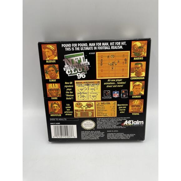 NFL Quarterback Club 96 (Game Boy, 1995) W/ Manual, Poster, & Registration Card - Picture 4 of 12